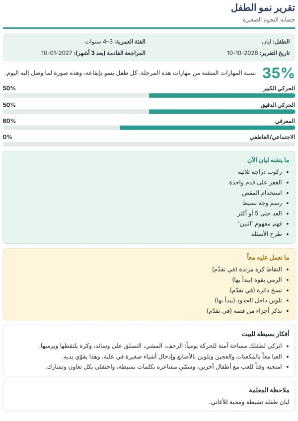 تقرير نمو الطفل